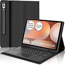 IVEOPPE Keyboard for Samsung Galaxy Tab S10 Ultra 2024, Case with Keyboard Galaxy Tab S10/S9 Ultra Con Touchpad, Removable QWERTZ Layout Keyboard for Samsung S9/S10 Ultra 14.6 Inches, Black