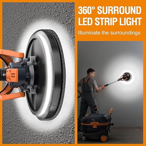 Miniatura 4 de MAXXT Lijadora Orbital Sin Escobillas para Paneles de Yeso, Potente Lijadora Eléctrica de Velocidad Constante de 550W, Lijadora Plegable de 6