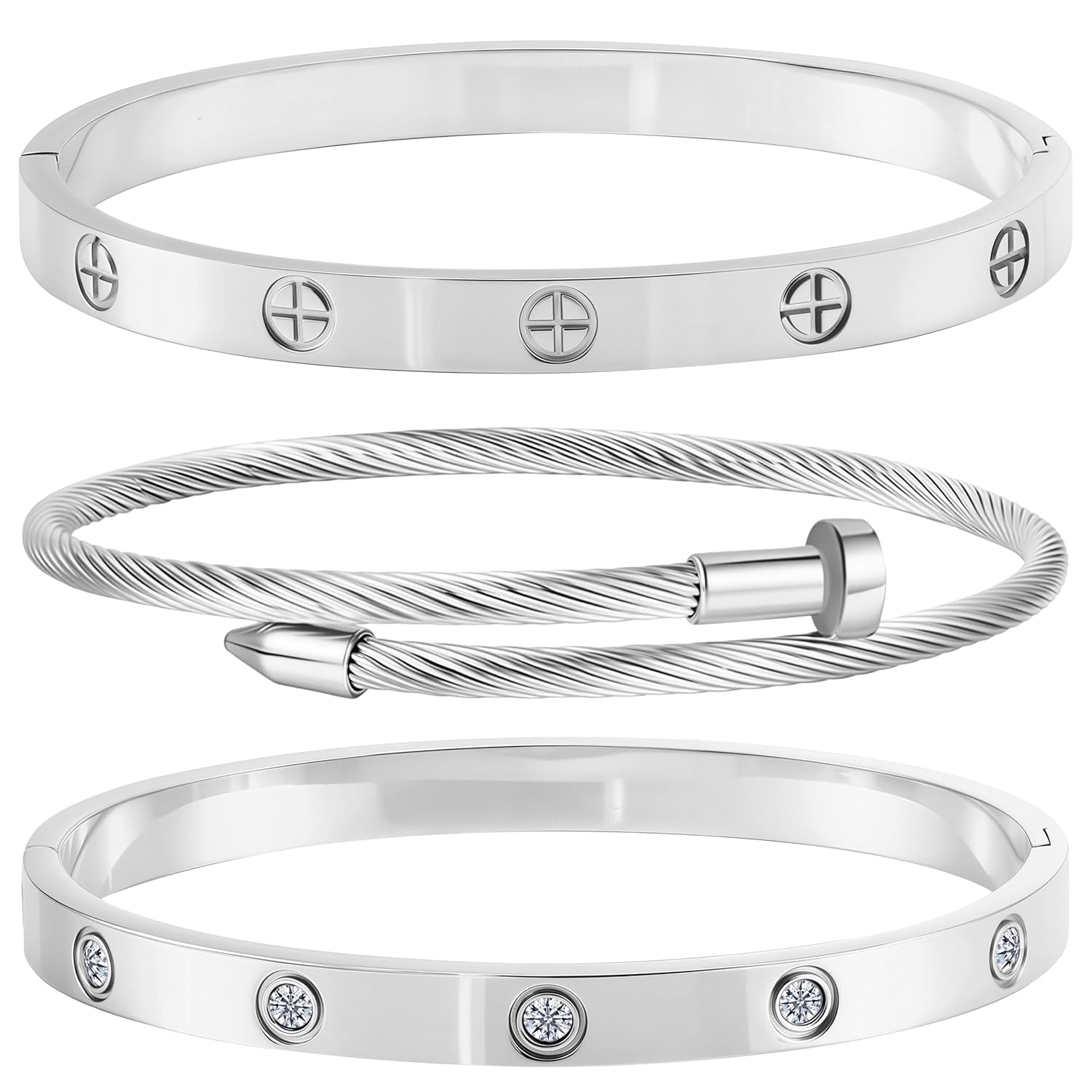 Gold Bracelets for Women Stackable Bangles Love Friendship Stainless Steel Jewelry Valentines Day Gifts for Her