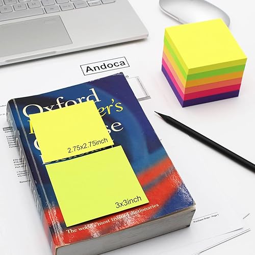 Miniatura 4 de Notas adhesivas 275 x 275 pulgadas 600 hojas de notas autoadhesivas fáciles de publicar para la escuela oficina cuaderno 6 colores brillantes 100
