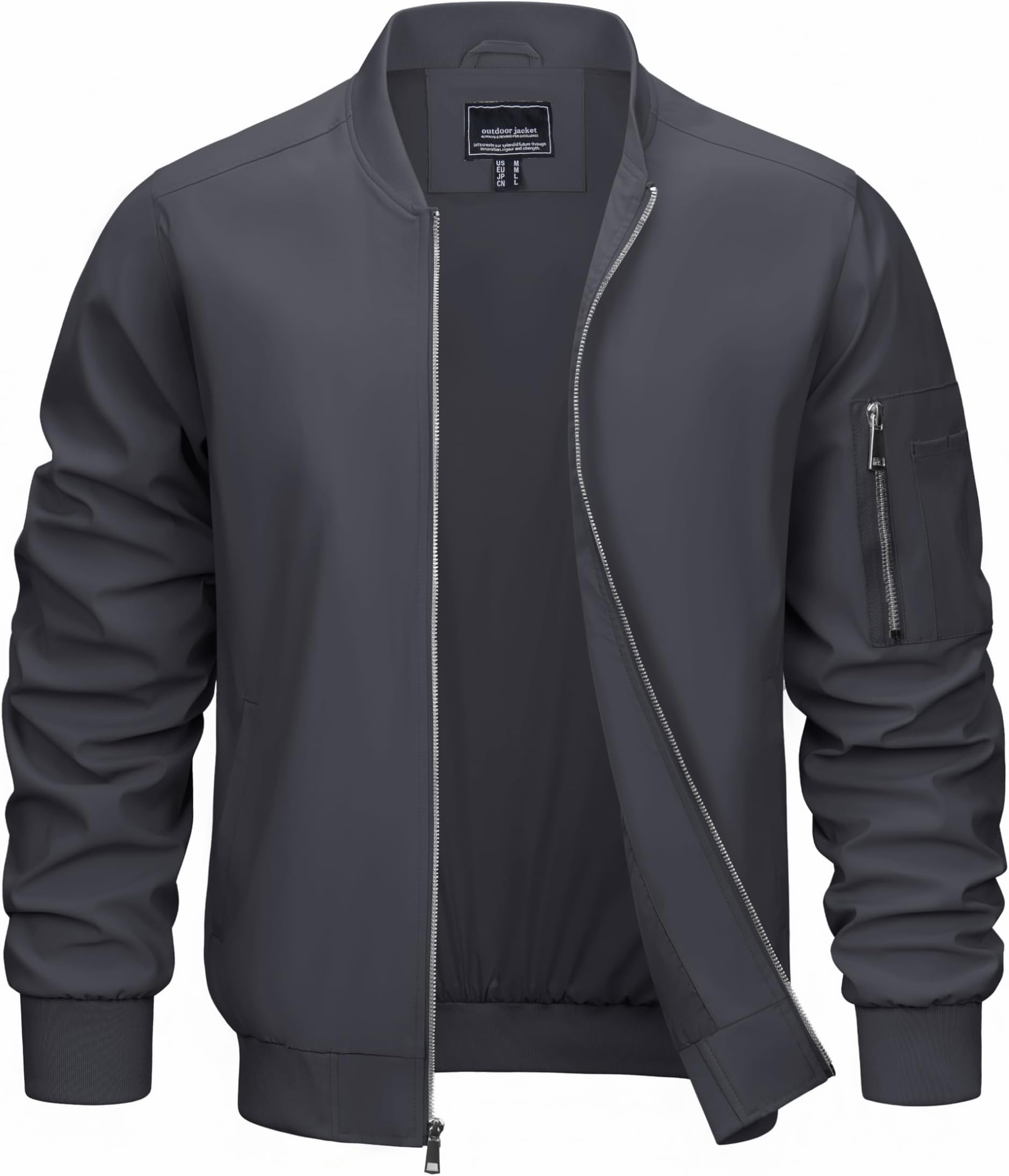 Mens Lightweight Bomber Jackets Full Zip Up Casual Golf Windbreaker Fashion Stylish Coat with Pocket