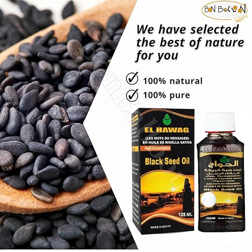 Miniatura 3 de El hawag Al hawag Elhawag Aceite negro Kalam Alrosol egipcio prensado en frío Nigella Sativa Extracto Kalonji Hawag Comino Puro Natural Raw Egipto