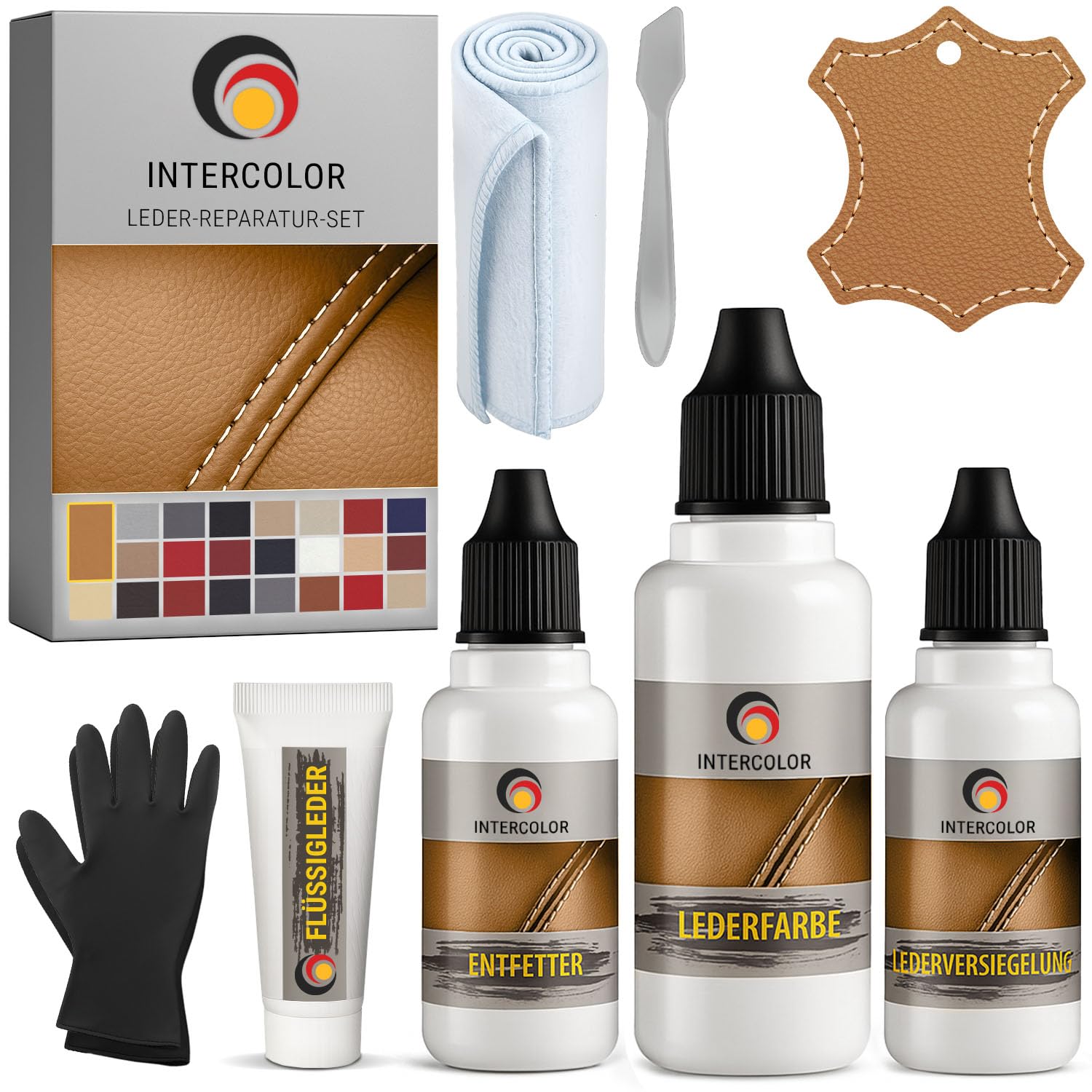 Kit de réparation professionnel pour cuir liquide BMW Nappa + couleur pour cuir - Convient pour éliminer les éraflures et l'usure du cuir et du cuir synthétique (Nappa Modena)