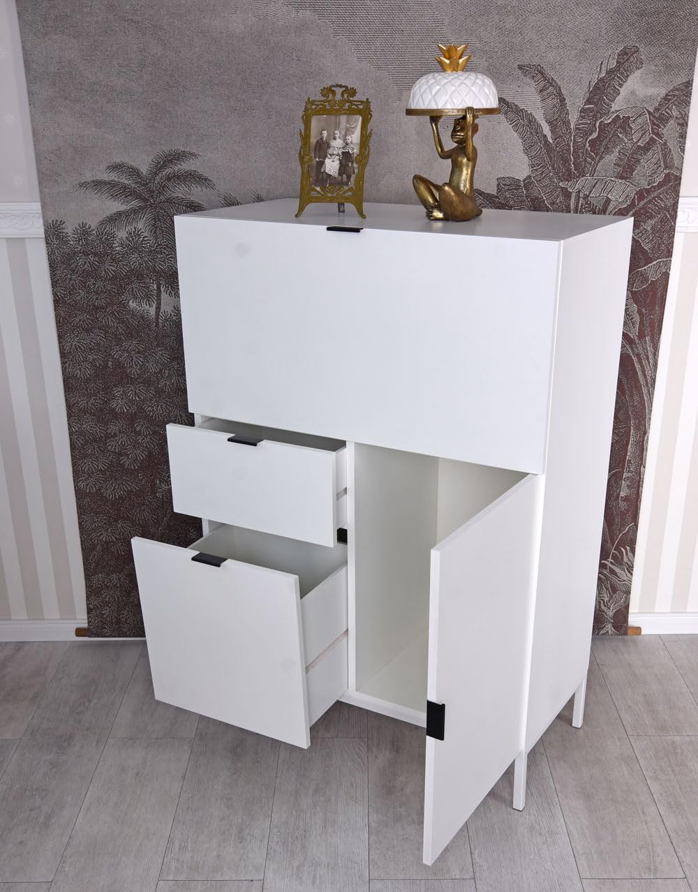 Sekretarzyk biały składany sekretarzyk stolik komputerowy Skandi szafka Hygge 80 cm hmb406 Palazzo ekskluzywny