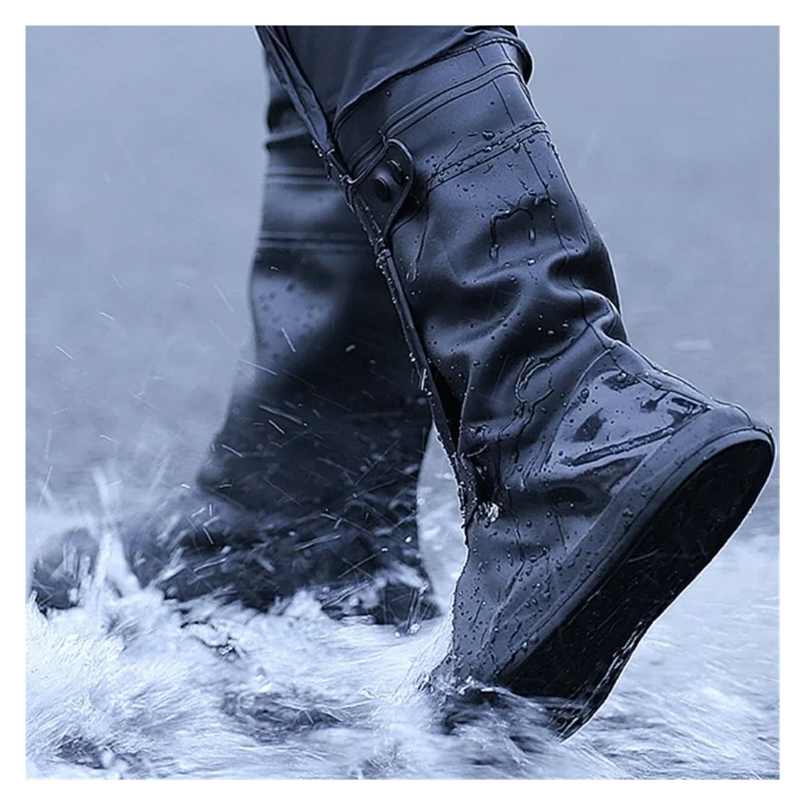 Copriscarpe impermeabili in PVC | Protezione antipioggia nera XL-4XL for la guida: mantiene le scarpe asciutte