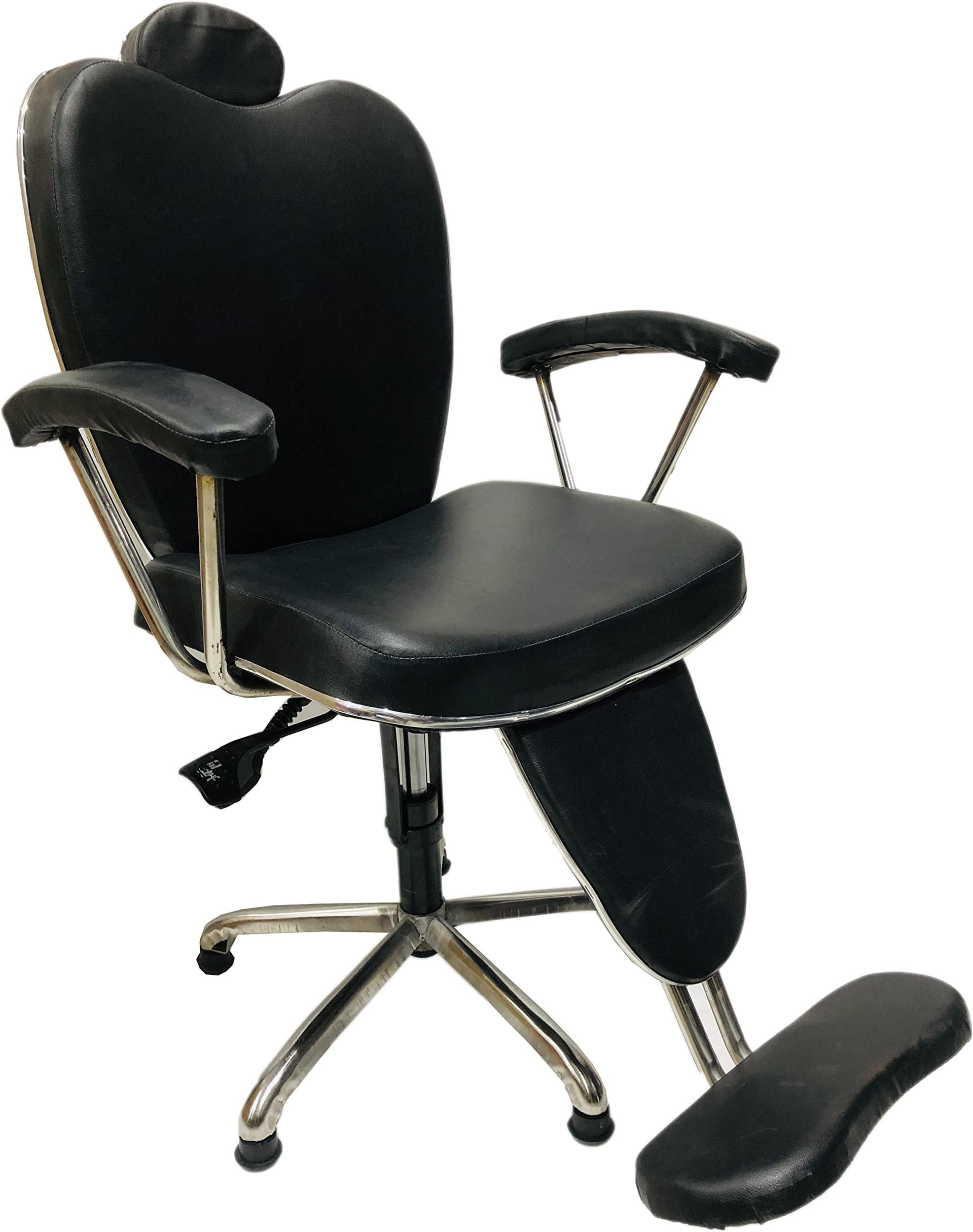 Beauty Parlour/Salon/Barber/Cutting/Makeup/Makeover/Stylish Chair with Push Back System & Hydraulic System Leather Cushion seat Back (Black)