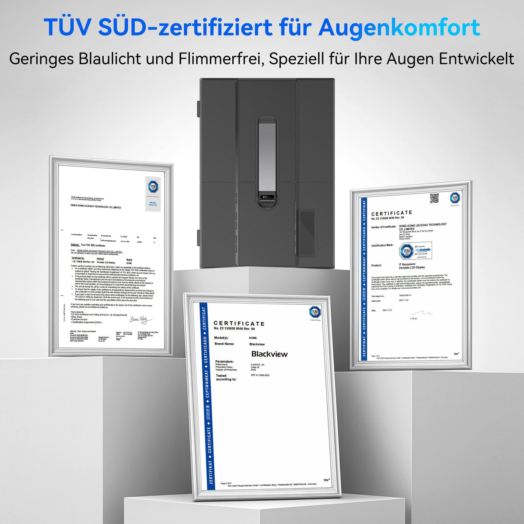 Blackview DCM6 Laptop Bildschirm Erweiterung 14" Ultradünn 4,5mm 0.9KG, 1080P FHD Triple Screen Laptop Monitor für Laptop 13"-17,3", HDMI/USB-A/USB C TÜV SÜD Portable Monitor für PC/Mac/PS3/4/5/Xbox