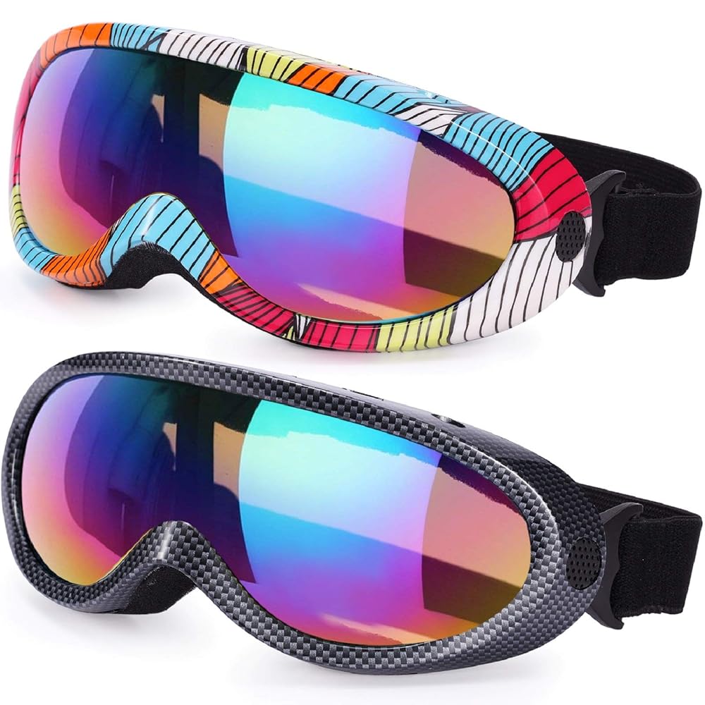 Rngeo Ski Goggles, Pack of 2, Snowboard Goggles for Kids, Boys & Girls, Youth, Men