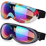 Rngeo Ski Goggles, Pack of 2, Snowboard Goggles for Kids, Boys & Girls, Youth, Men