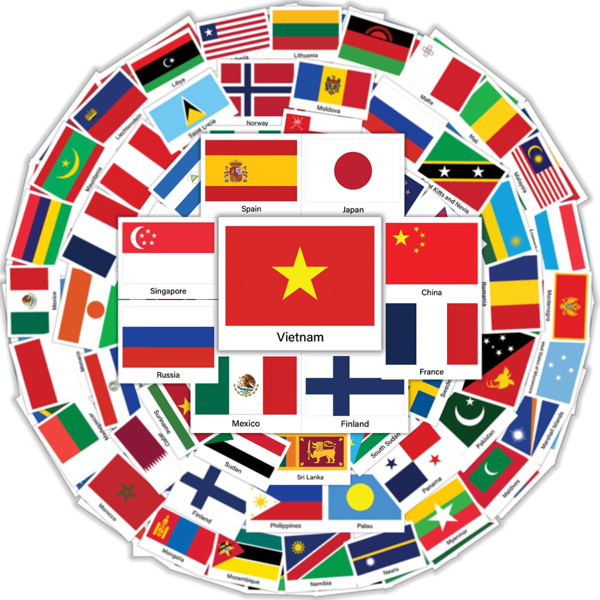 Photo 1 of 193PCS World Flags Stickers - Country National Flag Vinyl Stickers, Waterproof Decals for Kids, Students, Laptop, Water Bottle, Geography Learning