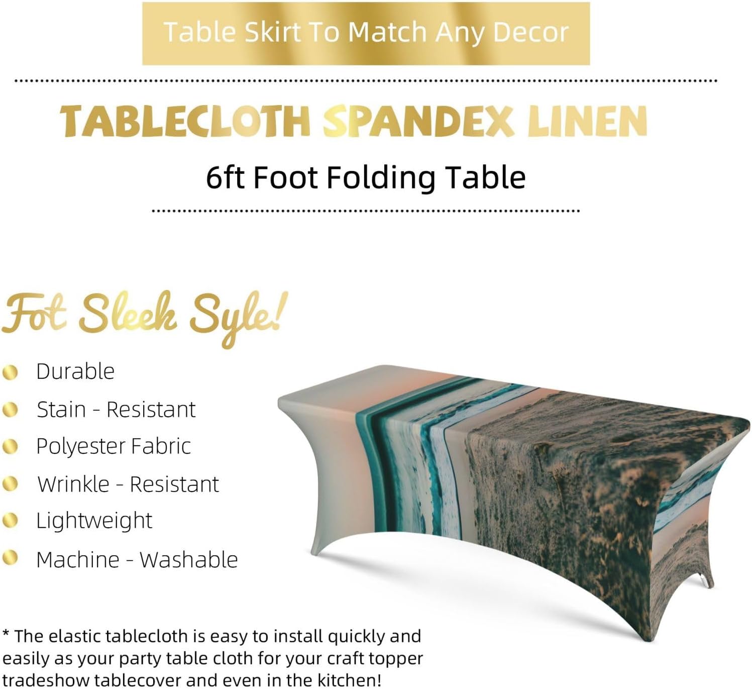 Beach Sunset Theme Print Table Cover Rectangular Tablecloth for 6-Foot Tables for Wedding Banquets Outdoor