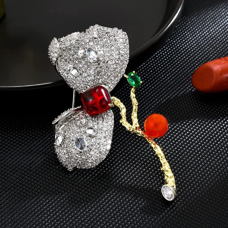 Image of Fashion Flower Brooches for Women Rhinestone Flower Brooches Pins 18k Gold Plated Lapel Pins Jewelry for Girlfriend Wife