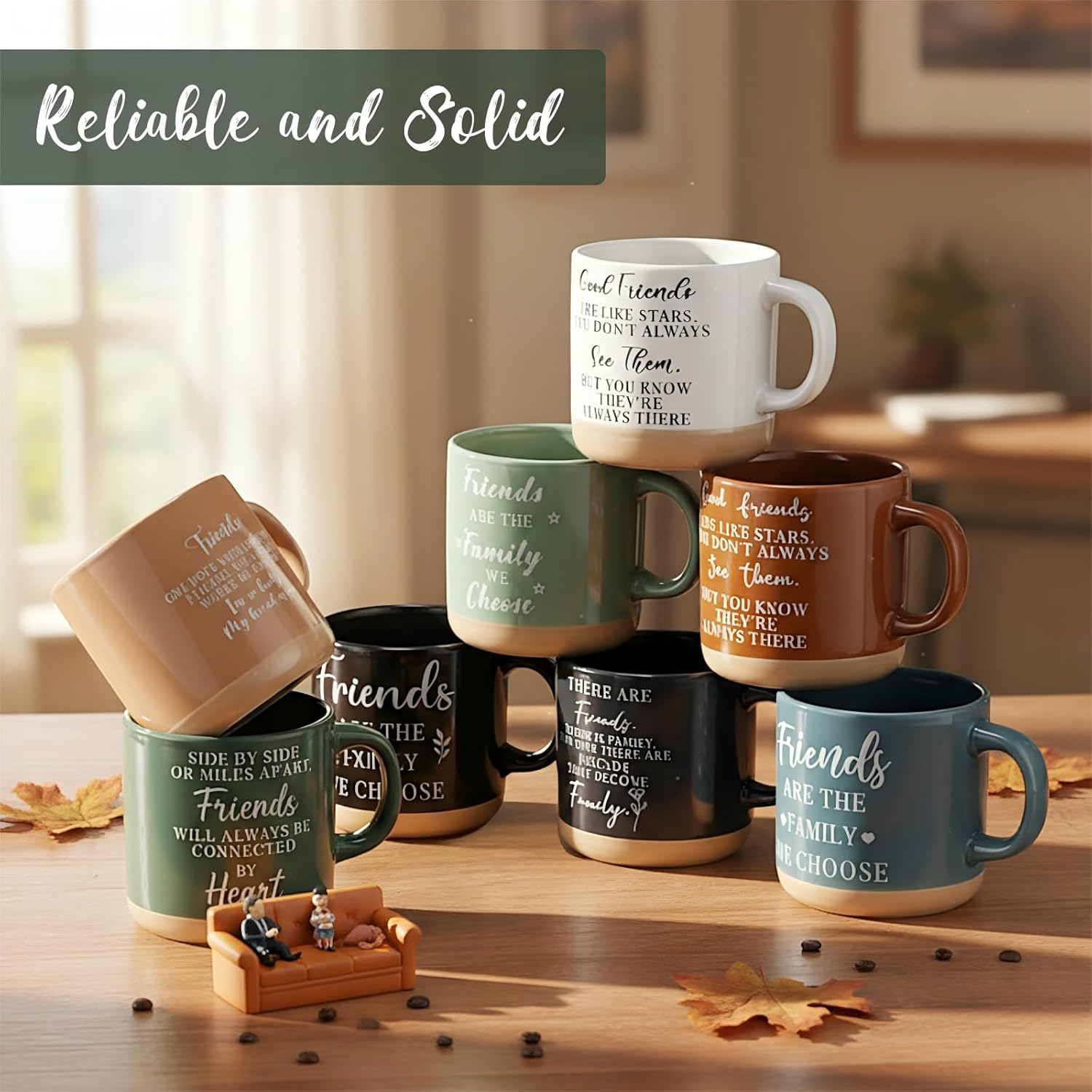 8 Pieces Friend Mug Gift, Christmas Friendship Art Gifts, Friends Coffee Cup, Inspirational Scripture Coffee and Tea Mug, Xmas Friendship Unique Gifts for Best Bestie, Ceramic Cup
