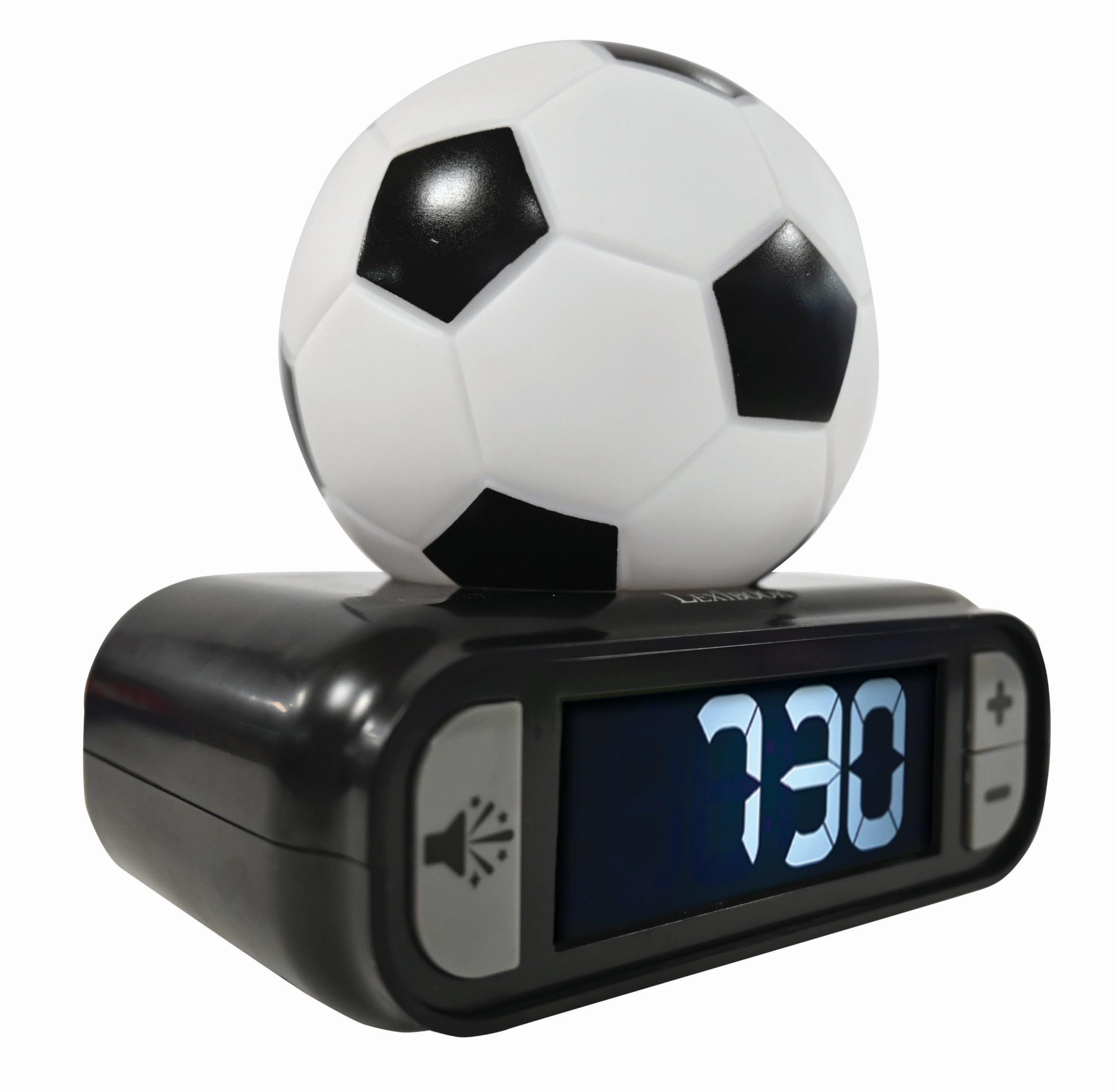 LEXIBOOK, Football, Nightlight alarm clock, Sounds and Melodies, LCD Backlit screen, Luminous, Snooze, Black/White, RL800FOLXB - Image 2