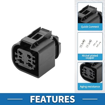 4 Pin Electric Water Pump Connector Plug No.10098866 3.5/6.3mm Series Female Wire Terminal for BMW Pierburg CWA400 Plastic Tin-Plated Copper Black 1 Set