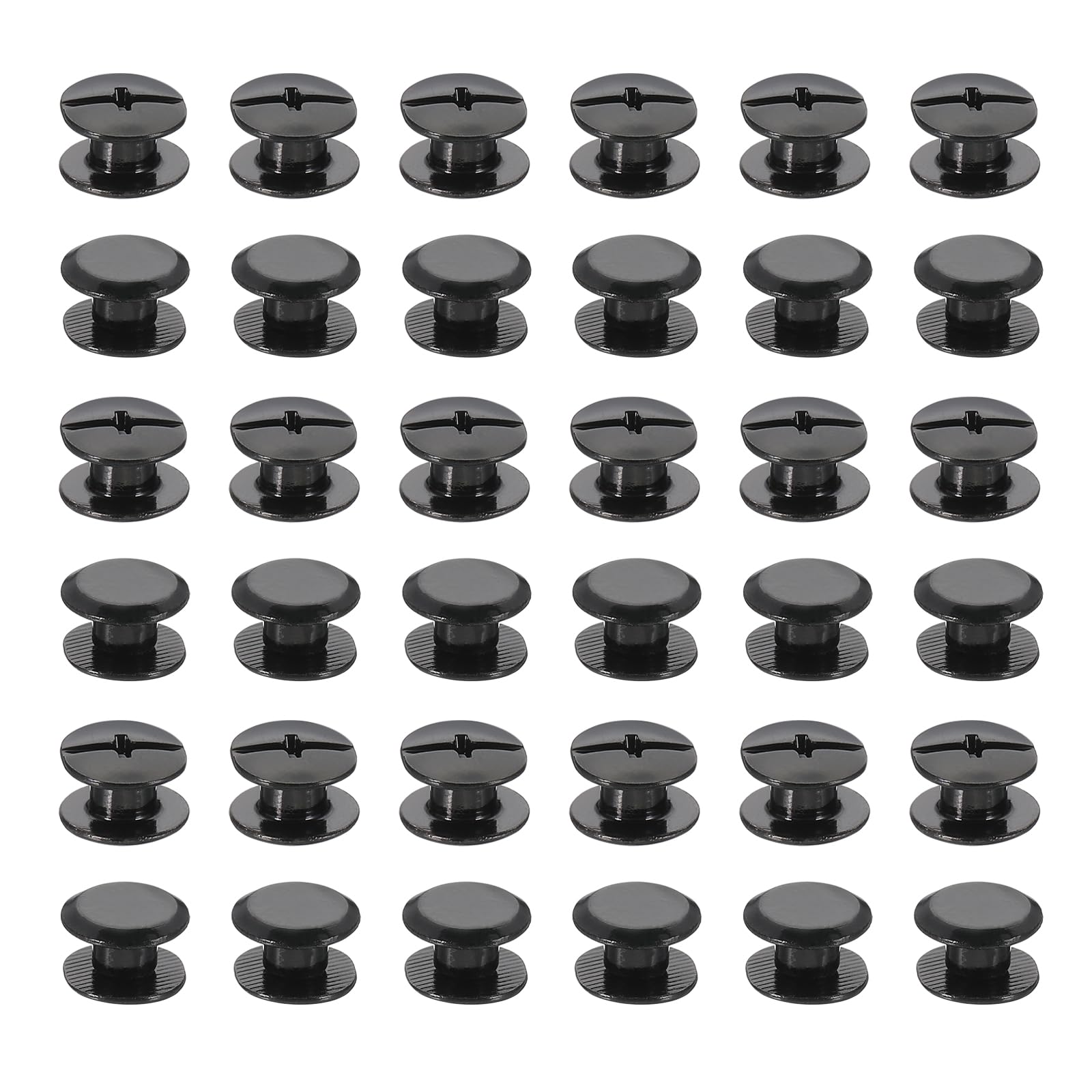 PATIKIL 50 Sets Chicago Screws, 4mm l Chicago Screws Phillips Binding Post Screw Bolts Leather Rivets Fasteners Connectors for Leather Belt Scrapbook Photo Albums, Black