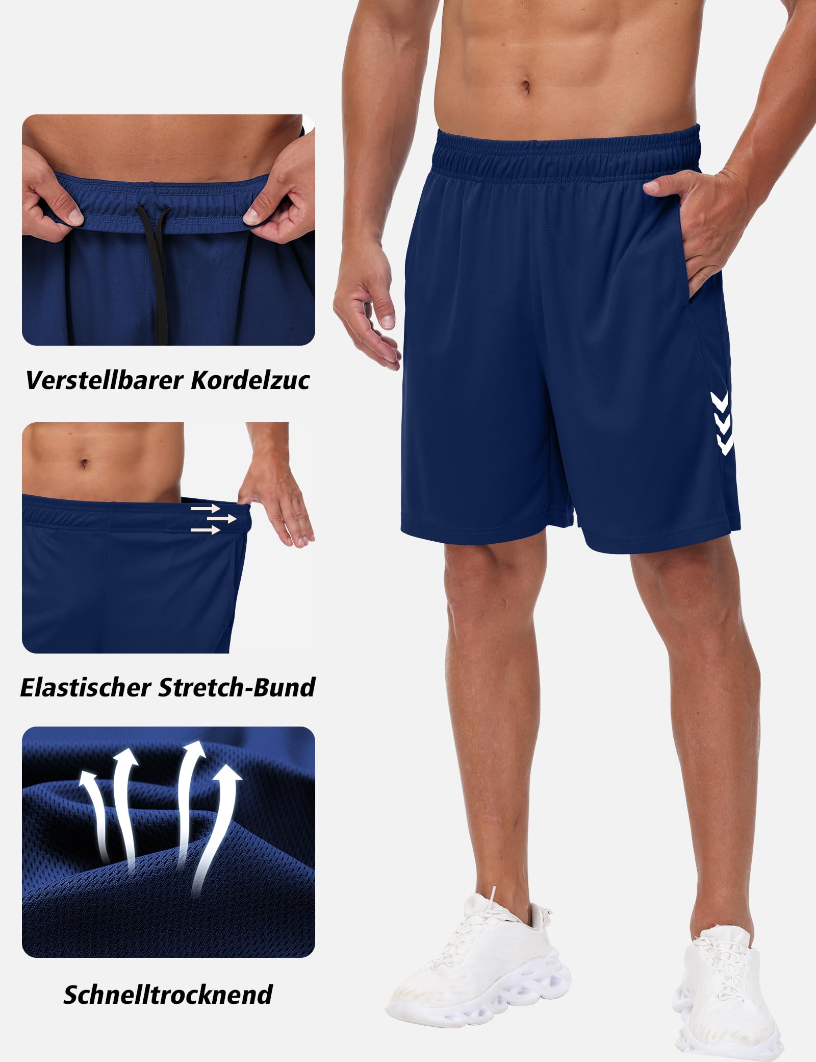Pantalón Corto Hombre Deporte Paquete 3 Correr Shorts Secado Rápido Bolsillos
