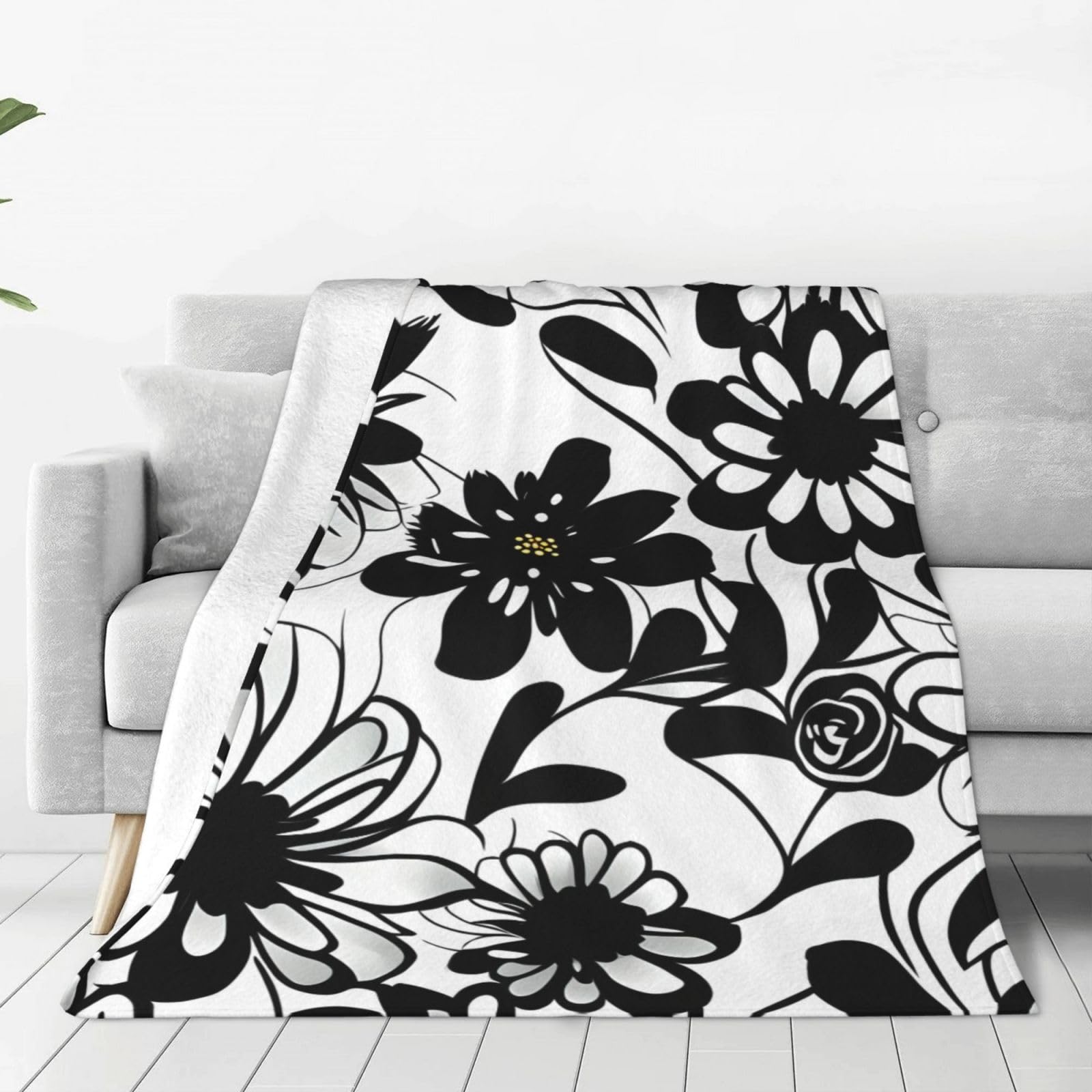 Couverture polaire douce à fleurs pour cocooning sur le canapé ou lit de chambre