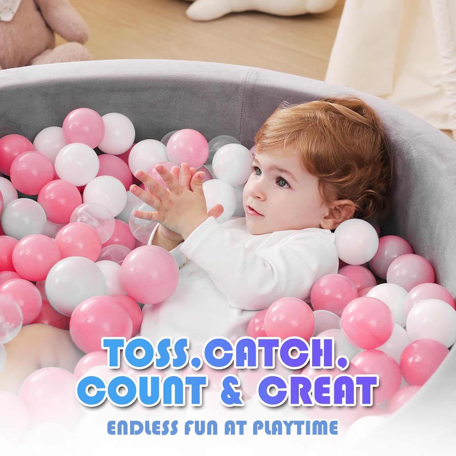 1000Pcs Soft Plastic Ball Pits Balls for Kids Indoor/Outdoor Playtime - Safe, Crushproof, Lightweight, Durable Spheres - Pink