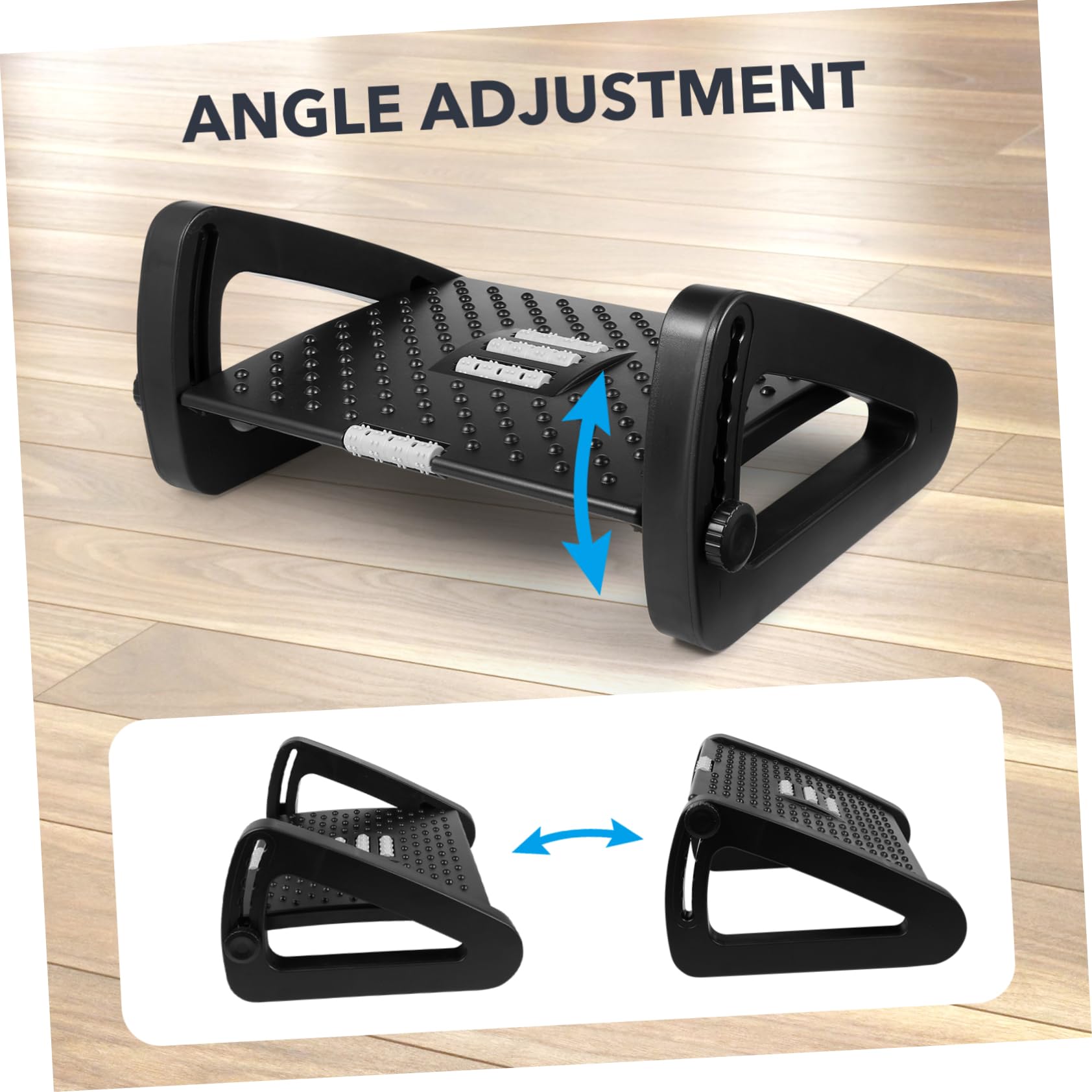 Poggiapiedi da Ufficio Nero con Angolo Inclinabile e Rullo Massaggio | Abs Pp Ferro, Design Semplice e Moderno, Uso per Casa e Ufficio, Supporto Confortevole Sotto Scrivania