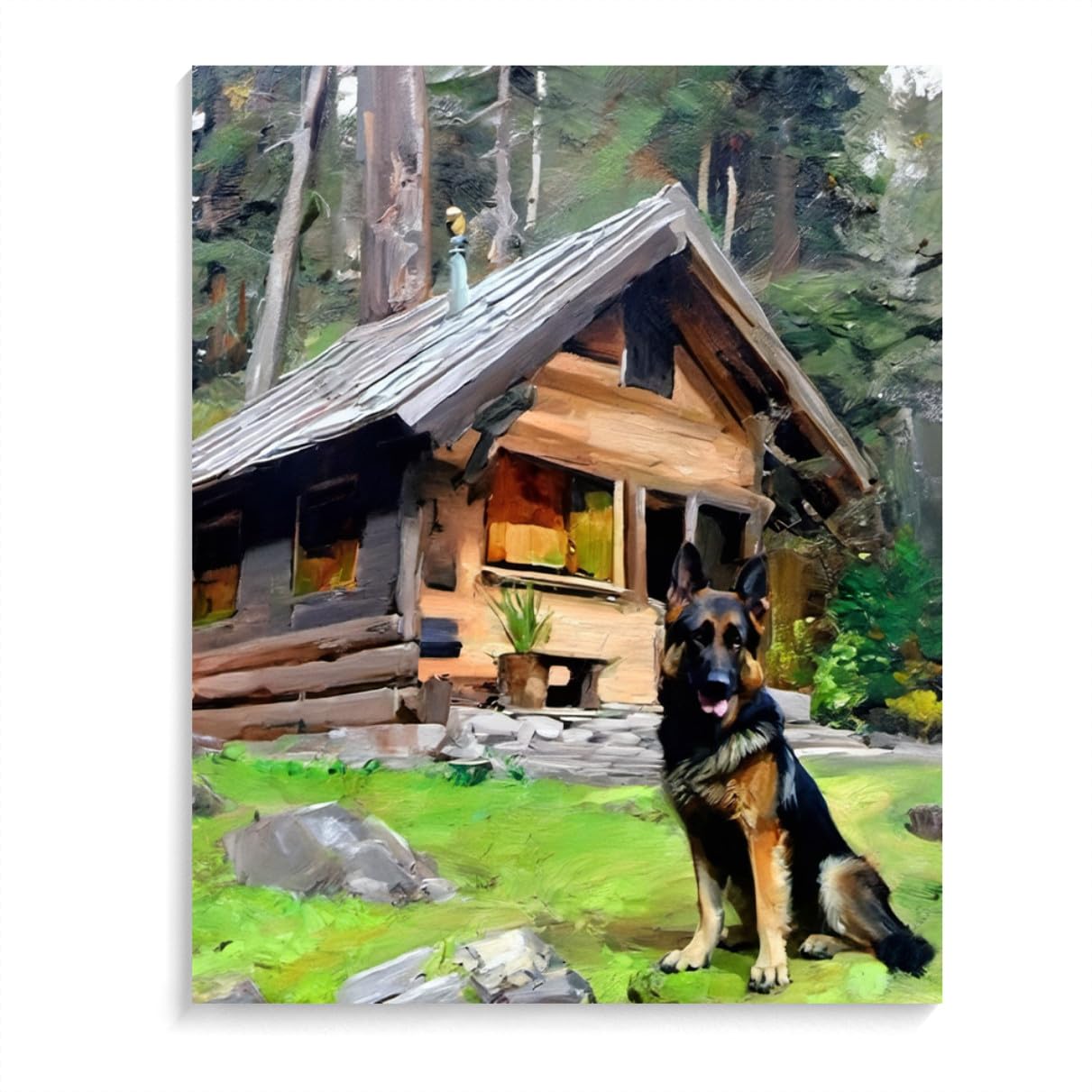 Paint by Numbers German Shepherd Dog DIY Acrylic Painting Kit with Brushes Pigment Oil Painting Artwork Adults Beginners Wall Decor 12x16inch(30x40cm) Frameless
