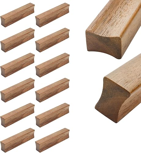 Cajón de 3.94 pulgadas de longitud, tiradores sólidos de nogal para armario de cocina, armario de cocina, manija con tornillo, 12 unidades