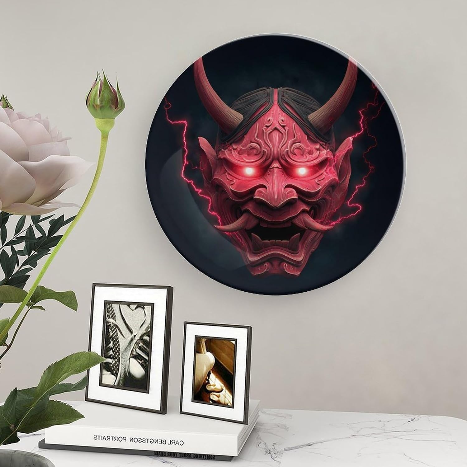 Japanese Oni Mask Decorative Plate for Display Ceramic China Plates for Home Wall image 5