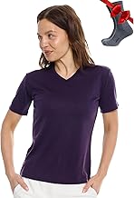 Merino.tech Merino Women's T-Shirt – 100% Thermal Short Sleeve Jersey in Merino Wool with Socks