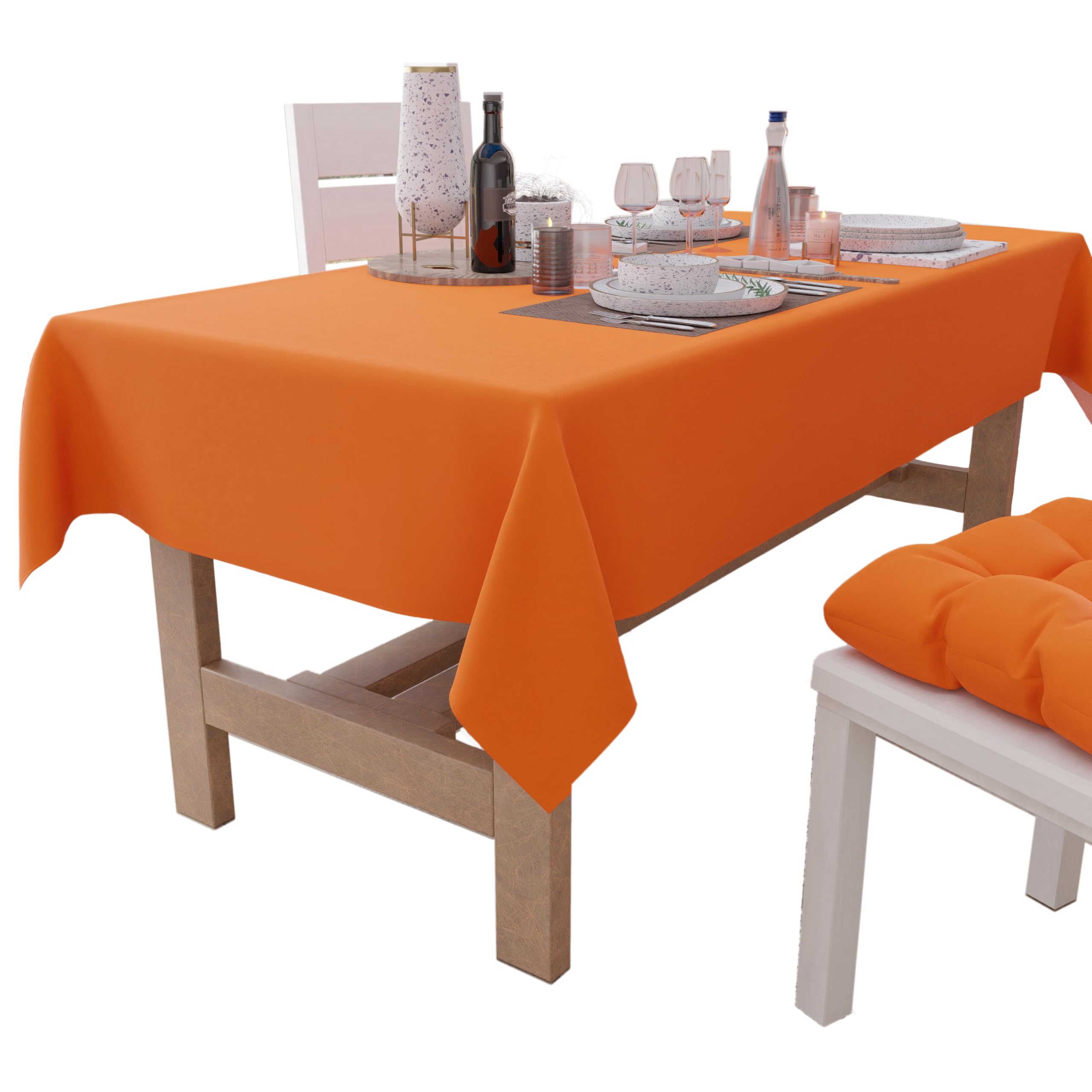 PETTI Artigiani Italiani Tablecloth, Tablecloth, Kitchen Tablecloth, Plain Cotton Orange Design X6 Seater (140 x 180 cm) 100% Made in Italy