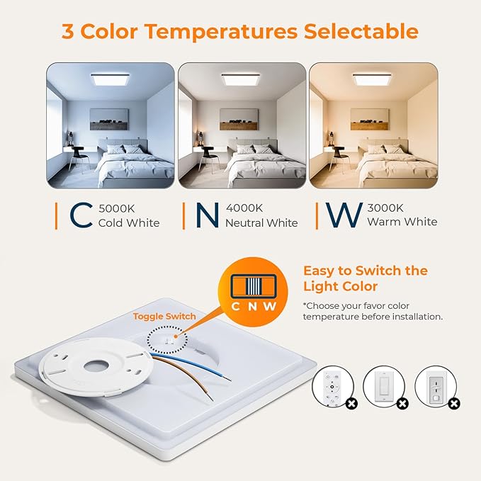 BLNAN BLNAN LED plafondlamp, 18W plafondlamp 3000K/4000K/5000K, paneel met achtergrondverlichting, 1800lm voor hal, slaapkamer, keuken, badkamer, balkon, kelder - ultradunne moderne 22cm photo 3