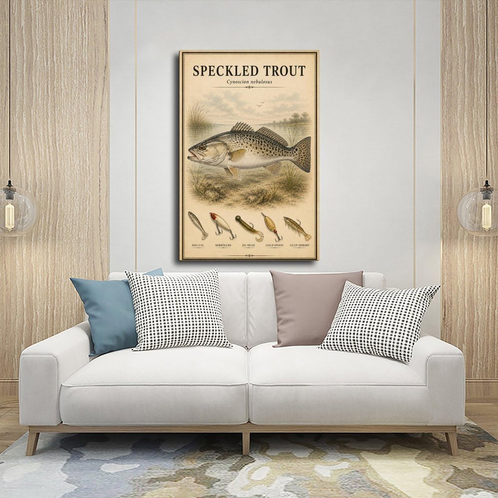 WRTYVE Poster su tela con pesca alla trota maculata per dormitorio, decorazione regalo
