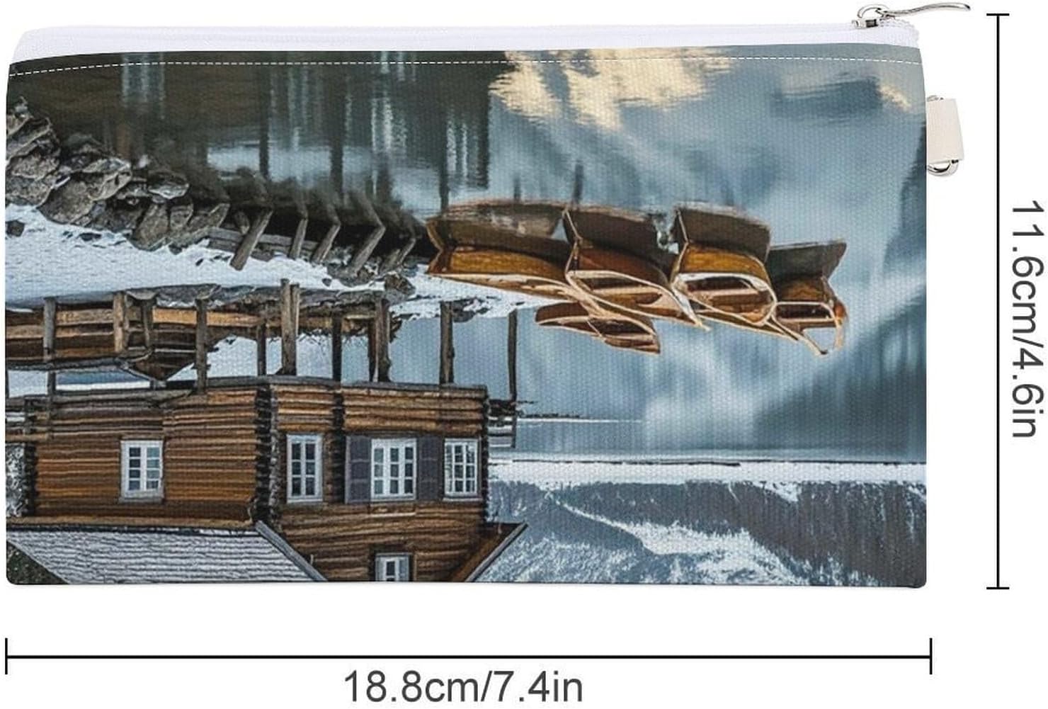 Snow Mountain Cabin Coin Purse Coin Pouch with Zipper for Men Women Portable Change Wallet Canvas Coin Bag