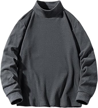 Mock Neck Fleece Sweatshirts for Men Winter Warm Pullover Tops Long Sleeve Casual Loose Fit Oversized Thermal Shirts