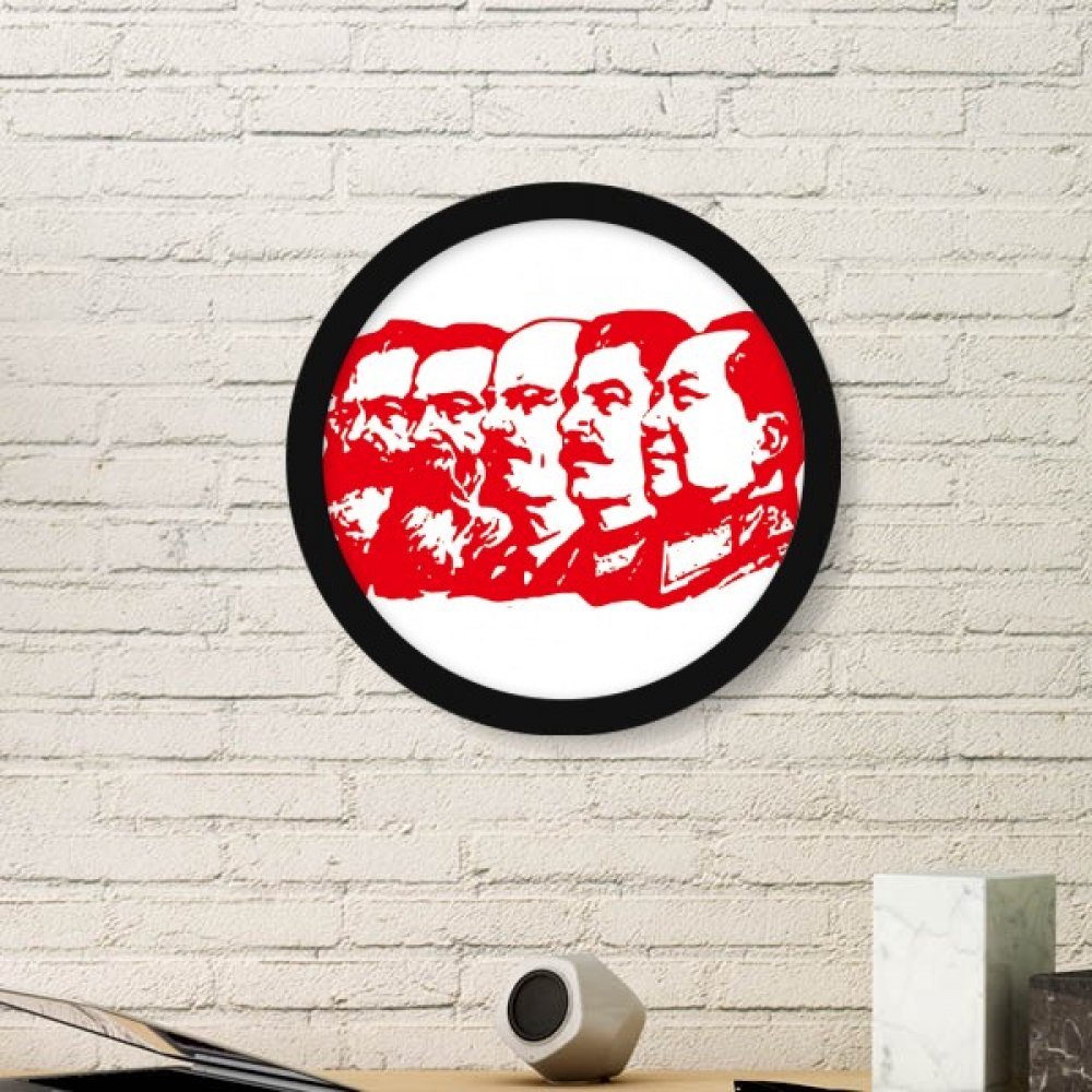 Peinture marxisme Chine cadre photo ronde bois decoration maison