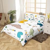 Vista 3 de Lindo juego de ropa de cama con dinosaurios, juego de funda de edredón con dibujos animados de cactus, funda de edredón decorativa, funda de edredón