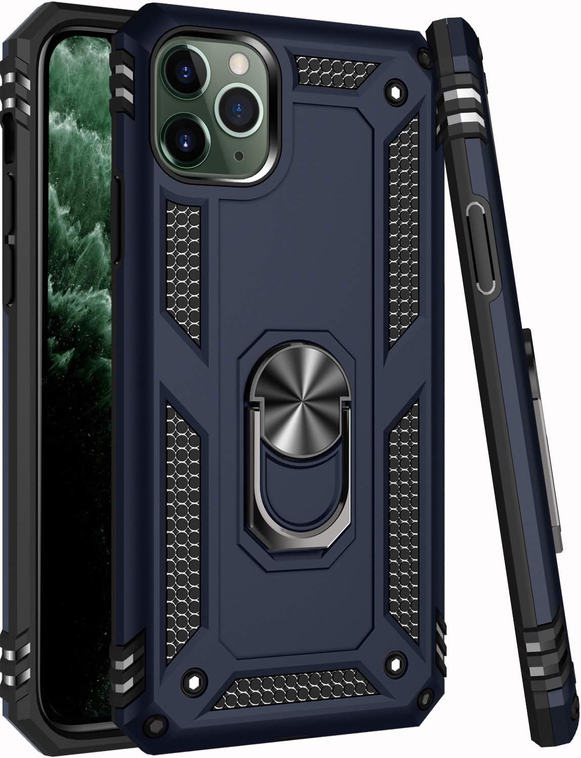 LUMARKE iPhone 11 Pro Max Case,15ft Drop Tested, Military Grade Shockproof Dual Layer Plastic TPU Cover with Metal Kickstand Protective Phone Case for iPhone 11 Pro Max 6.5 inch 2019 Blue