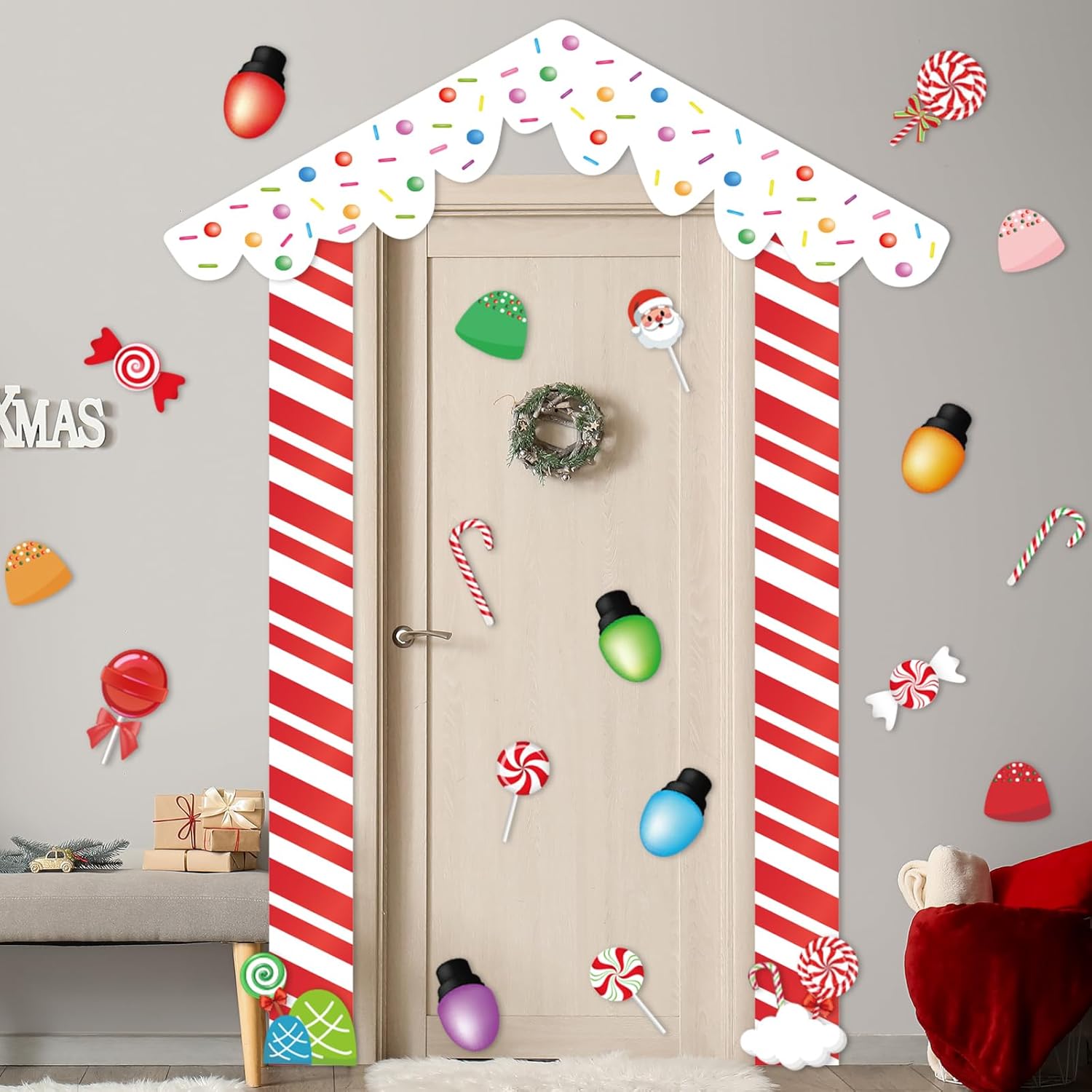 Epakh 21 Pcs Christmas Candy Cane Door Decorations Large Christmas Door Decorations Red and White Candy Porch Banner Sign for Xmas Wall Window Stickers Decor Epakh 21 Pcs Christmas Candy Cane Door Decorations Large Christmas Door Decorations Red and White Candy Porch Banner Sign for Xmas Wall Window Stickers Decor