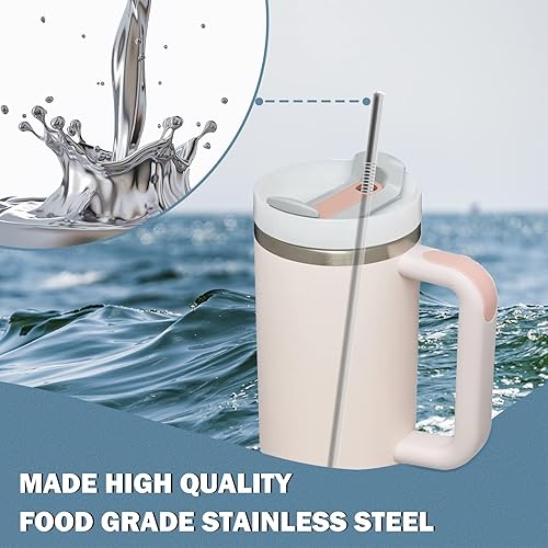 Miniatura 5 de Pajitas de acero inoxidable para Stanley Adventure Travel Tumbler de 20 a 30 onzas, 6 popotes de repuesto reutilizables con juego de cepillos de