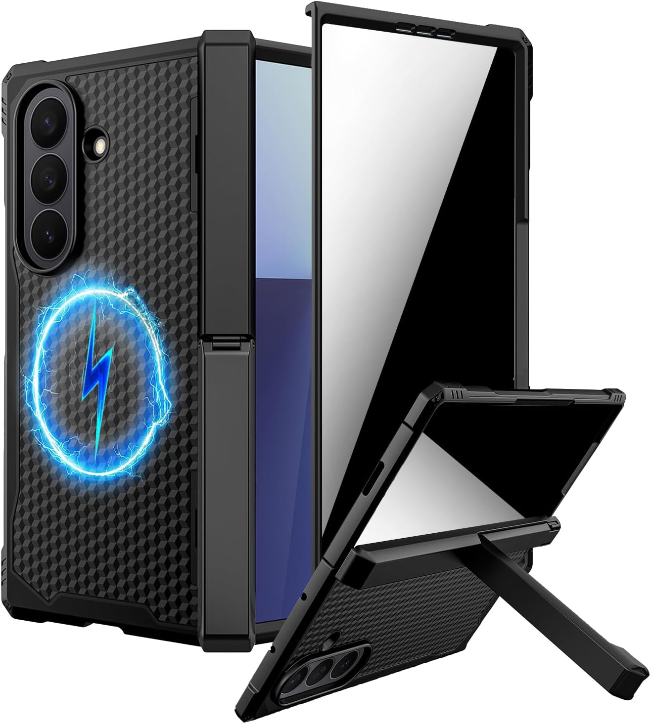 NINKI Anti-Spy Privacy Screen Protector for Samsung Galaxy Z Fold 7 Case with Stand, Compatible with Magsafe, Military-Grade Drop Hinge Protection Rugged Cover for Samsung Z Fold 7 Case Magnetic Black