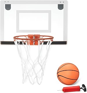 Amazon Basics Mini Indoor Basketball Hoop, Over The Door Backboard and Rim, 18" x 12"