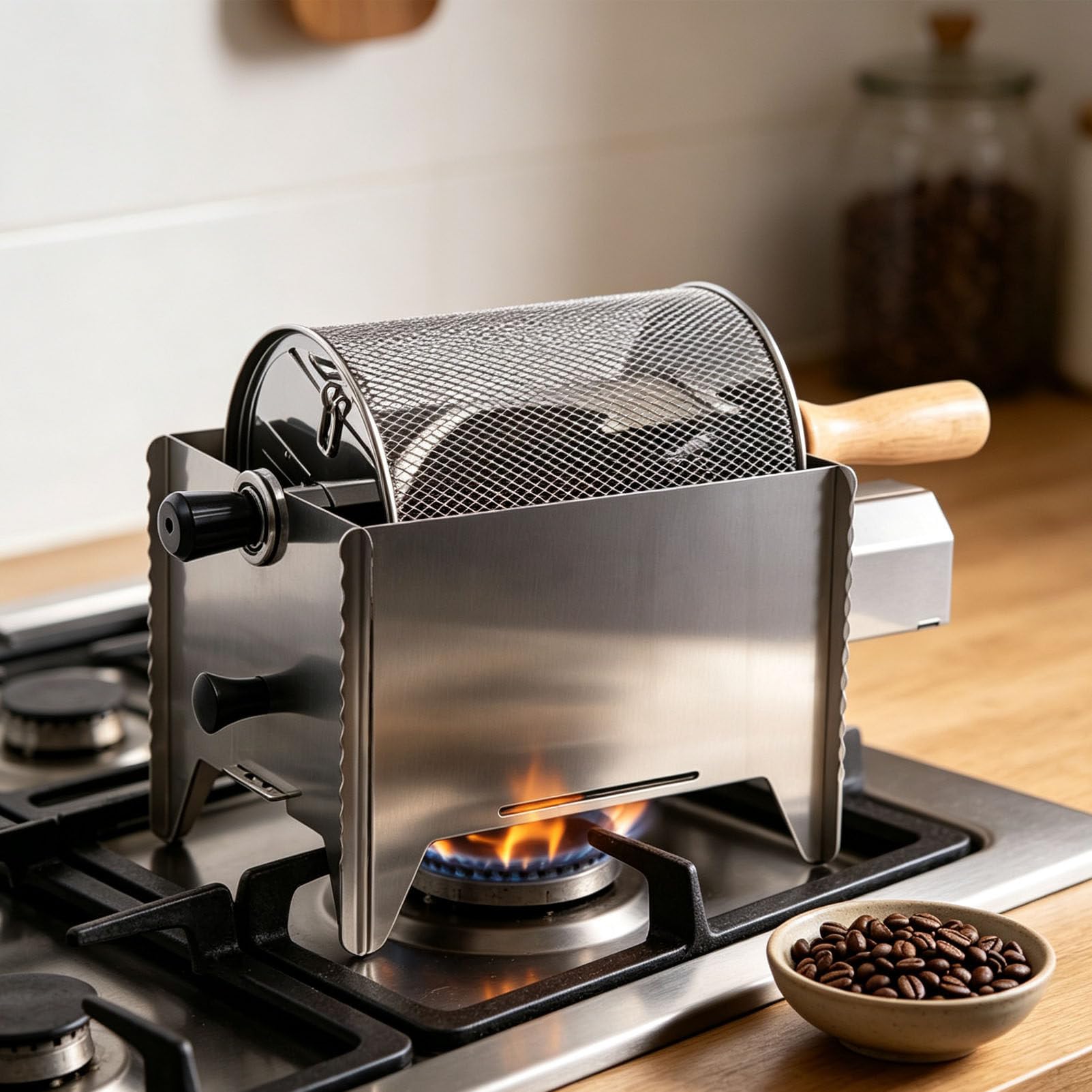 PioMue Home Coffee Roaster with Detachable Stainless Steel Drum Sieve