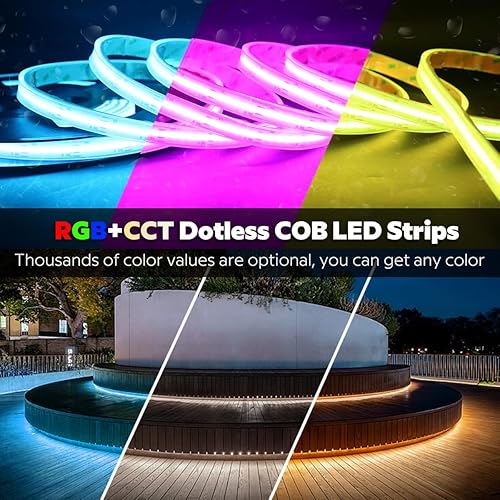 Miniatura 7 de Tira LED COB sin puntos IP67 RGBCCT que cambia de color de 24 VCC, de alta densidad RGBCW 4200 LED, blanco cálido a luz diurna, tiras de luz LED
