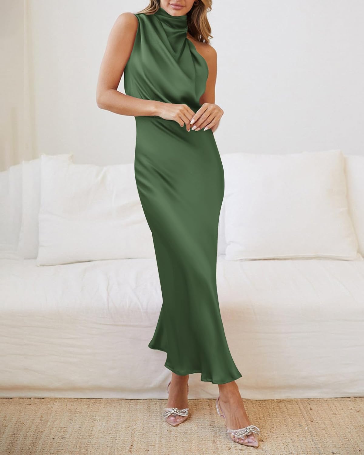 BTFBM Cocktail Dresses for Women Satin Silk Sleeveless Mock Neck High Waist Maxi Wedding Guest Dress Spring Clothes 2026 - Image 5