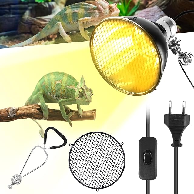 Lámpara de calefacción para reptiles con clip, 300 W para reptiles, casquillo de cúpula