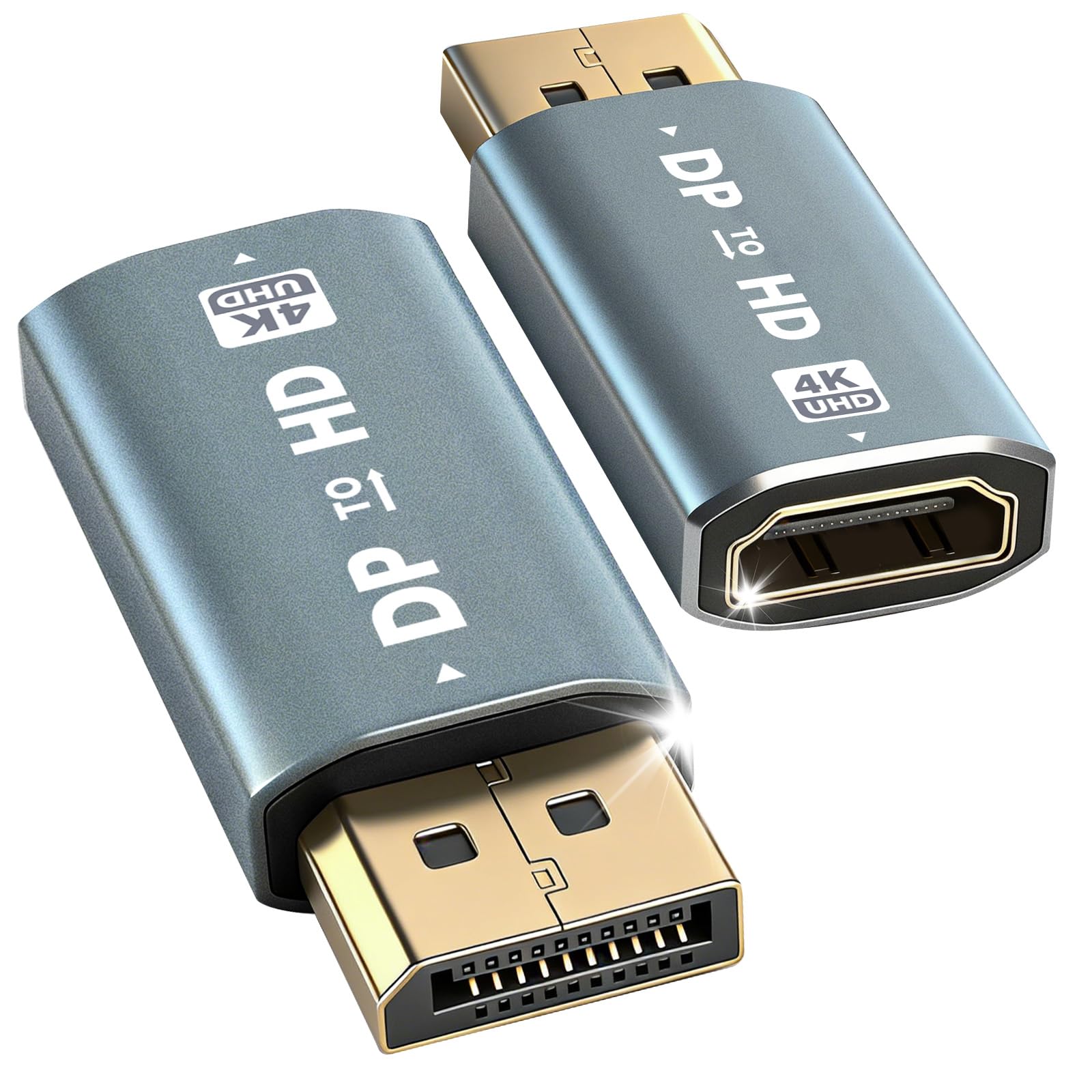 AXFEE 2 Pezzi Adattatore DisplayPort a HDMI 4K, Risoluzione 4K@30hz DP Maschio a HDMI Femmina Convertitore, hdmi Adattatore Displayport, per HDTV, Monitor, Proiettori, Portatili, Desktop