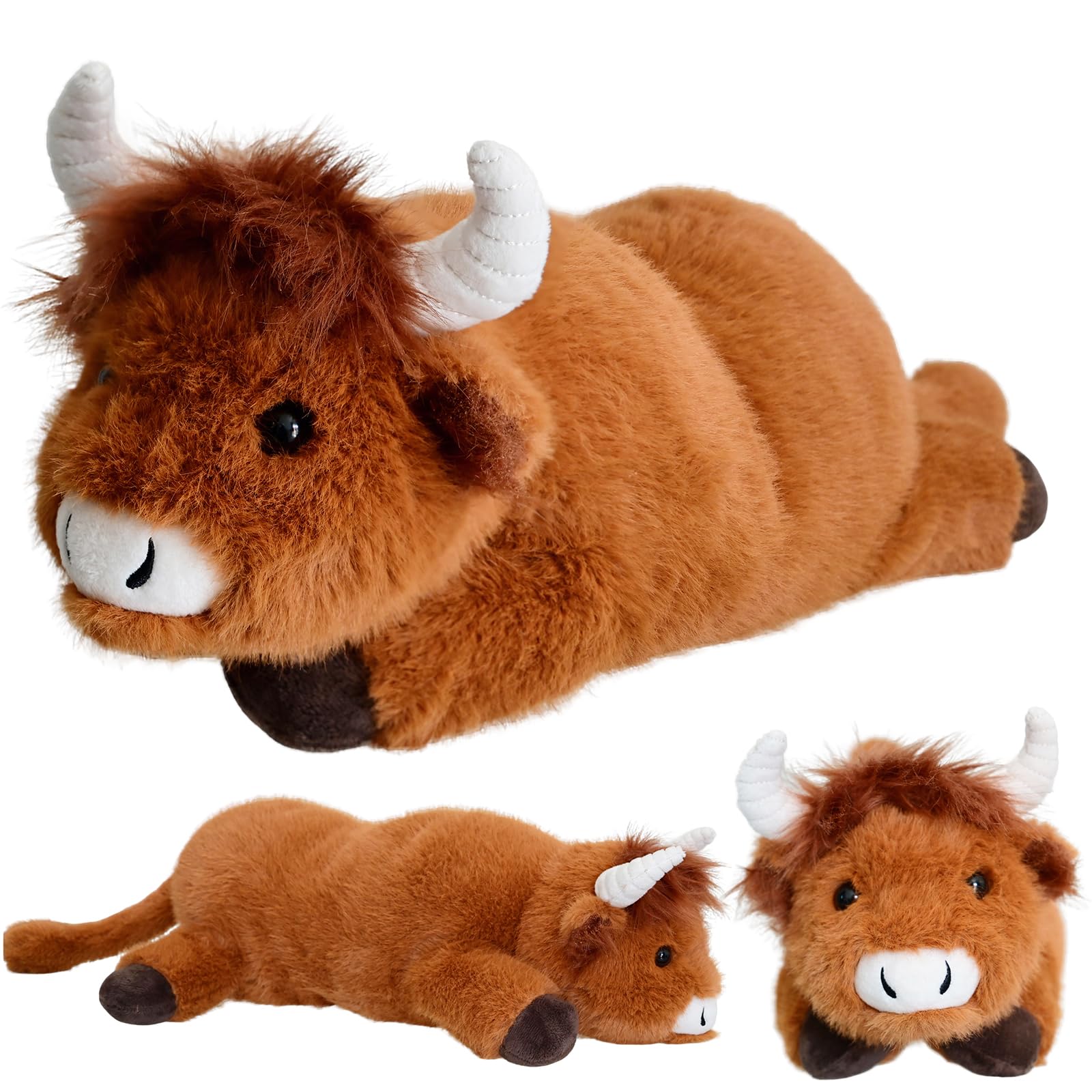 Omuyasi Weighted Highland Cow Plush Toy 2 kg, Highland Cow Gifts, Weighted Teddy Highland Cow Stuffed Animals