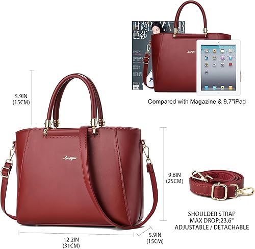 Miniatura 3 de Bolsos y monederos para mujer, bolso cruzado con asa superior para oficina, citas, viajes diarios Rojo oscuro