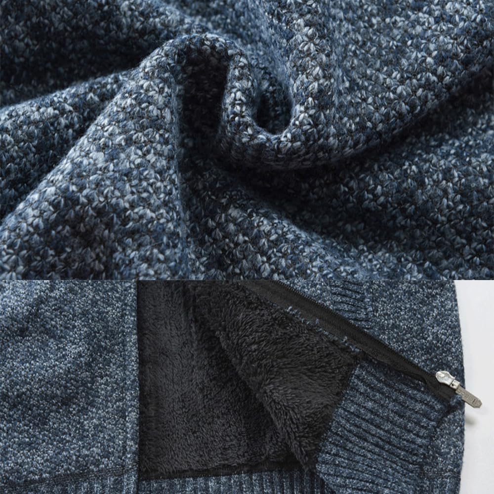 Męska bluza z kapturem sweter z dzianiny Full Zip polarowa podszewka kardigan luźny krój regularny krój kardigan z kapturem