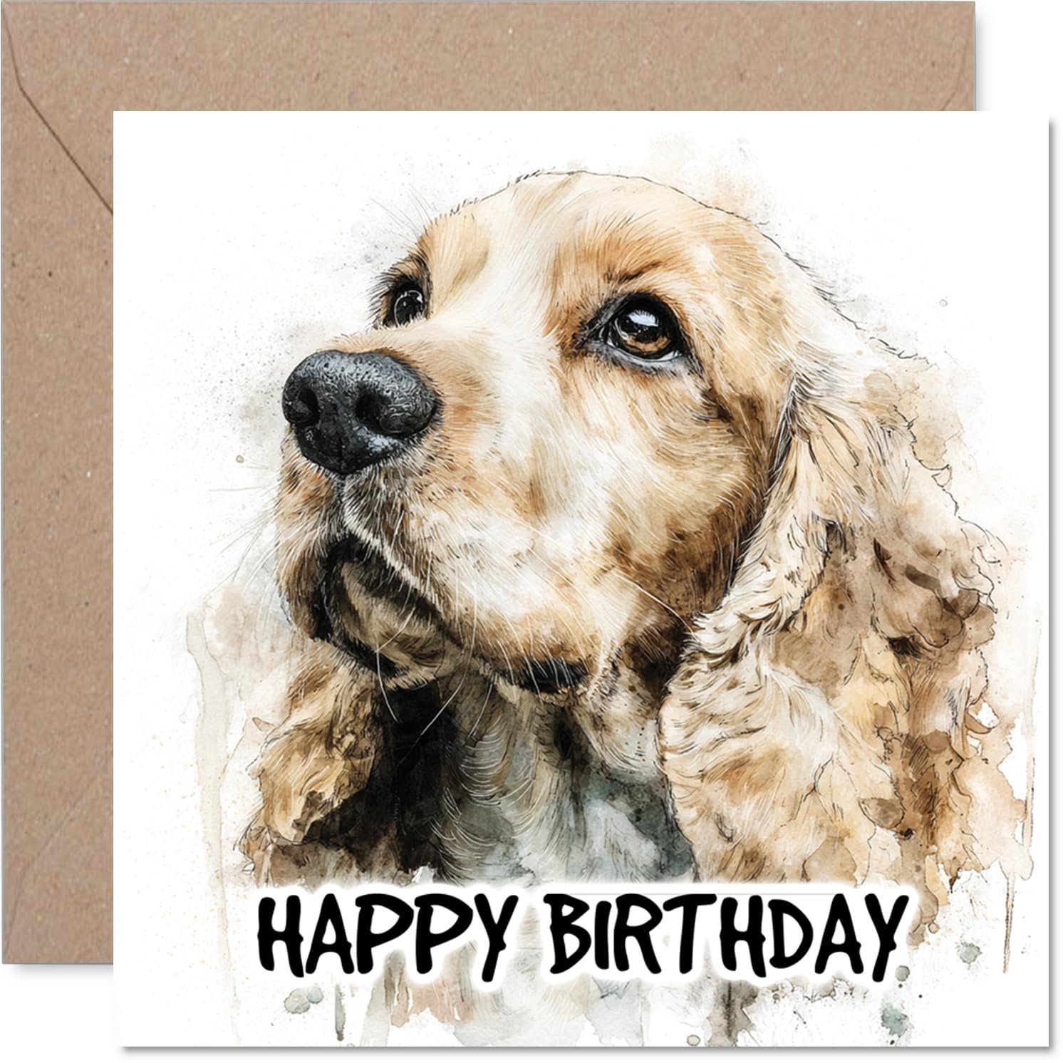 Cocker Spaniel Birthday Card for Men Women - Dog Breeds - Happy Birthday Card for Wife Grandma Cousin Husband, 145mm Bday Greeting Cards