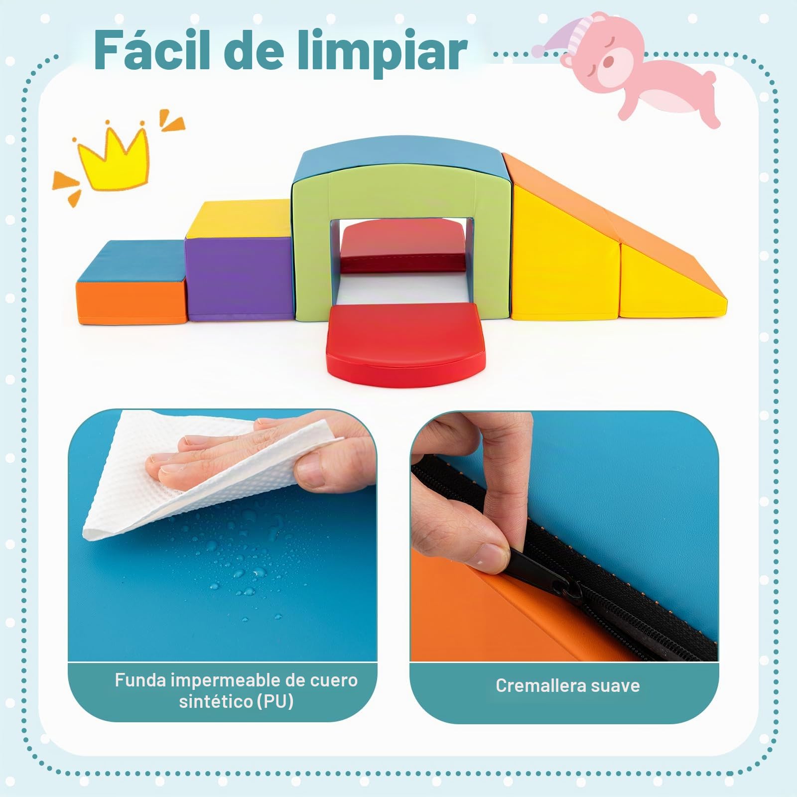FANTASK Juego de Bloques de construcción de Espuma, con túnel, para Escalar, para niños, Multicolor